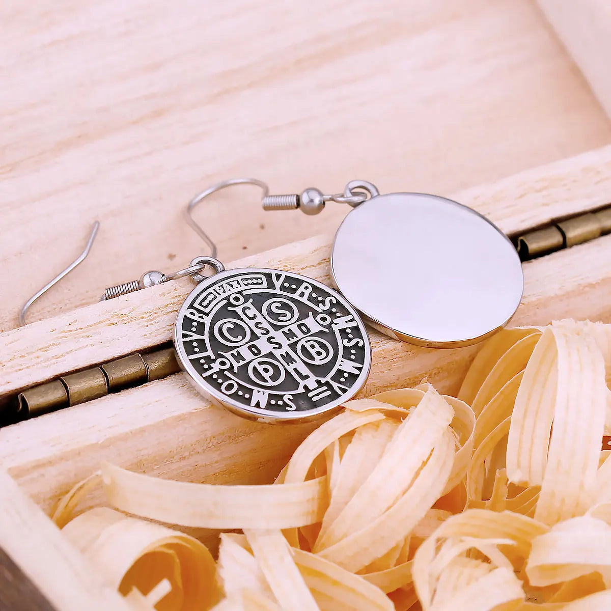 Fashion Religiou Cross CSPB Drop Earrings For Men Stainless Steel Christian Believer Amulet Earrings Vintage Charm Faith Jewelry