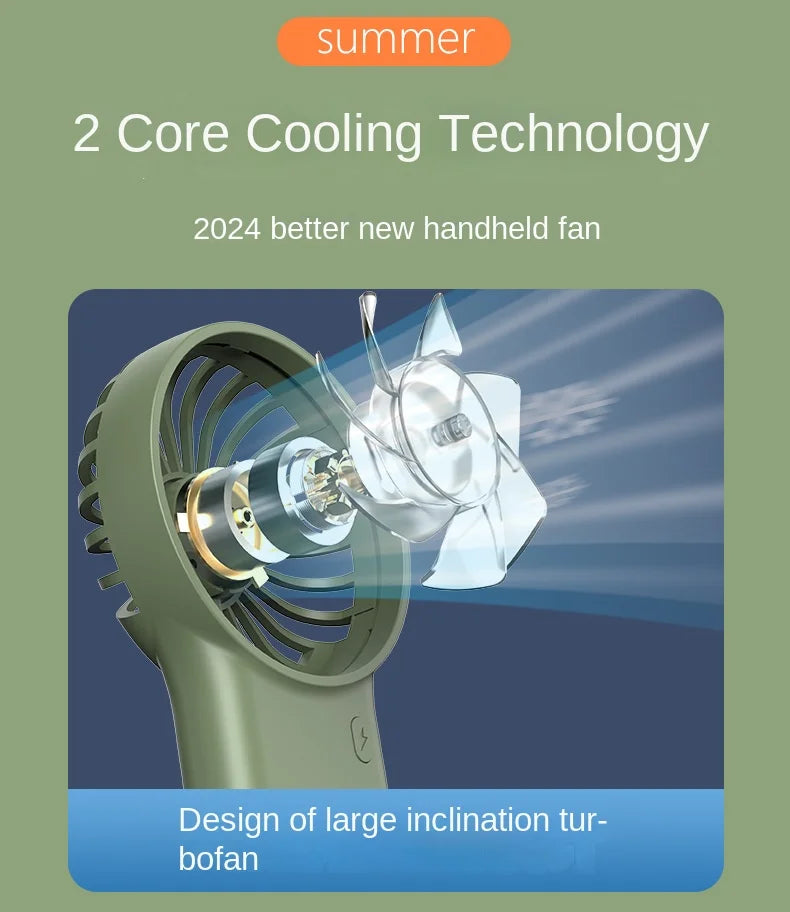 Cooling Electric Fan 3 Wind Speed Portable Pocket Fan For Travel Indoor Outdoor Usb Desktop Rechargeable Handheld Fan with Hook