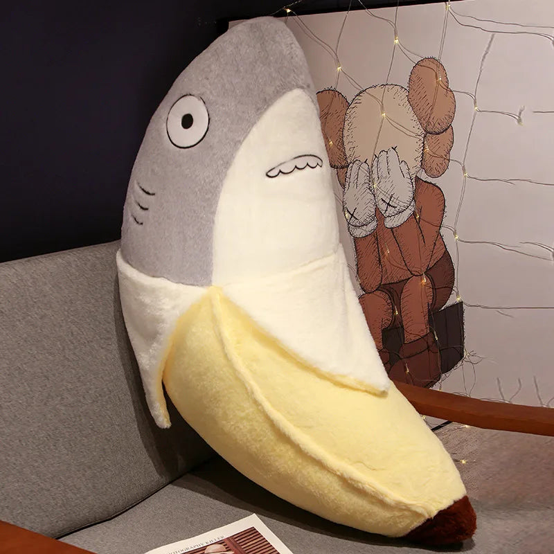 New Kawaii Transform Shark Banana Plush Toy Stuffed CuteShark Doll Animal Pillow Soft Cartoon Cushion Kid Christmas Gift