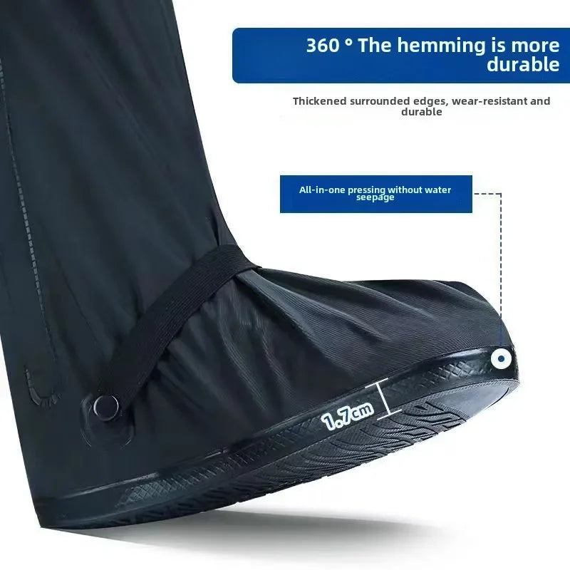 Rain Thickened Boot Shoe Cover Black Waterproof with Reflector High Top Non-slip Shoes Dust Covers Motorcycle Bike Rain Cover