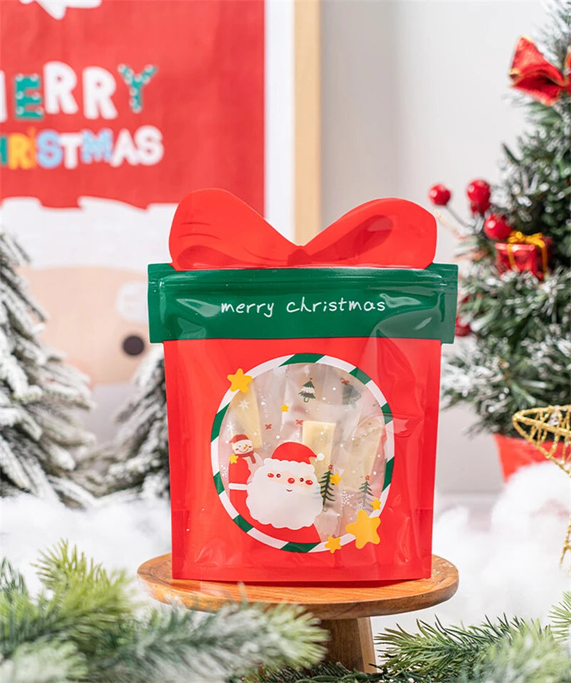 LBSISI Life 25pcs Ball Shape Christmas Gift Bag For Candy Chocolate Cookie Nougat Biscuit Packing Gift Tree Santa Zipper Bags