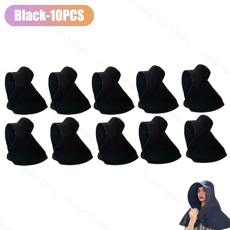 Summer Women Cap Outdoor Uv Anti Neck Protection Sun Visors Hat Fishing Hiking Big Brim Shawl Sunscreen Ponytail Cap Solid Color