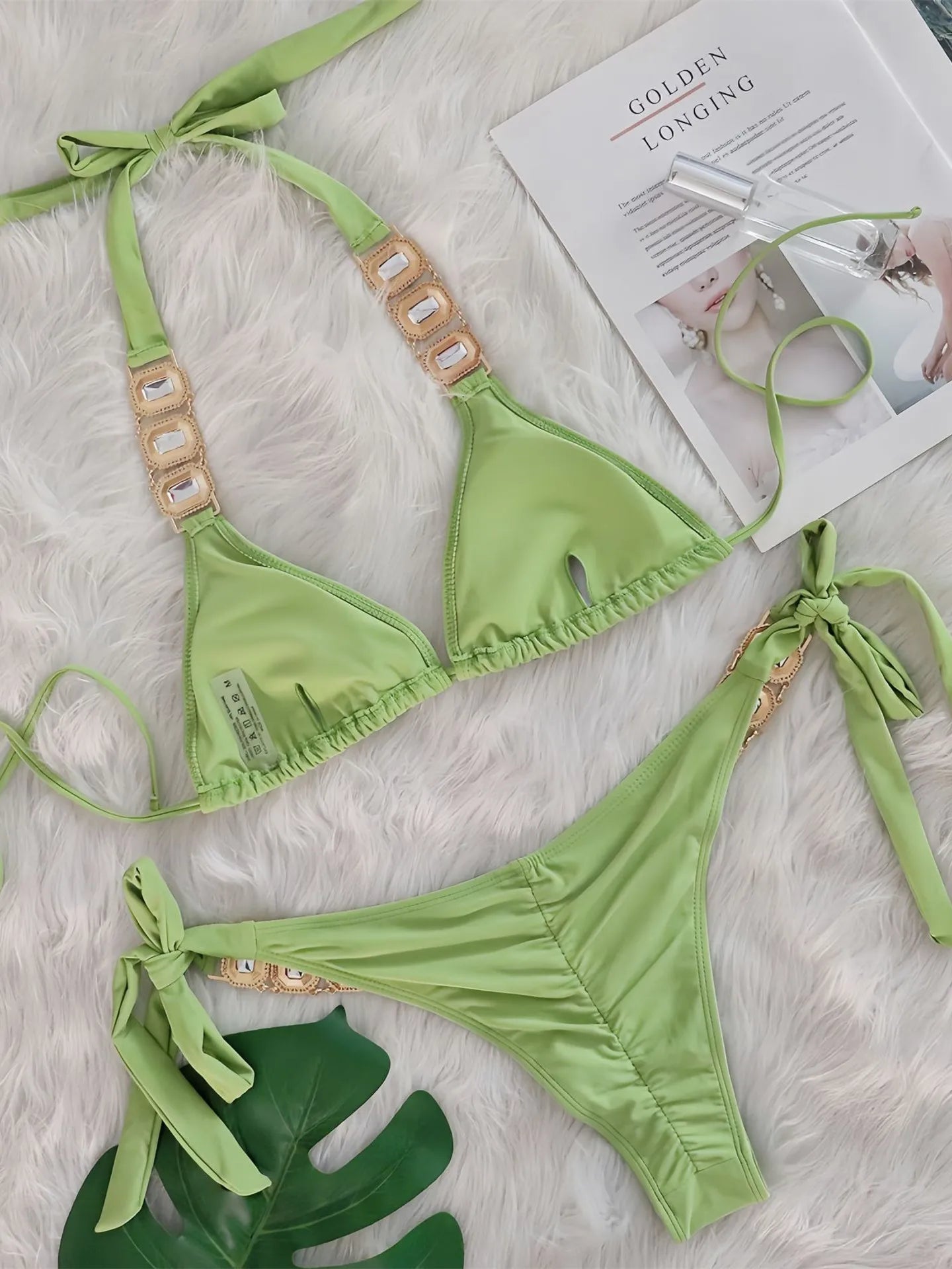 Sexy Rhinestone Bikini Set Women 2025 Luxury Pink Crystal Diamond Push Up Bandage Thong Swimsuit Beach Bathing Suit Swimwear