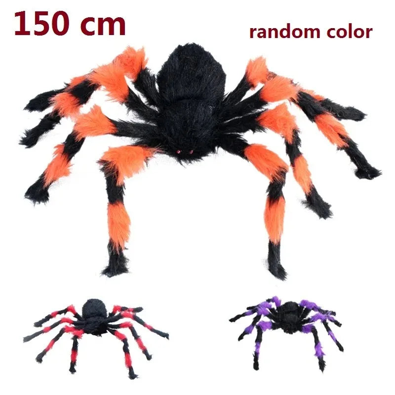 Giant Spider Huge Spider Web Halloween Decoration Props Haunted Indoor Outdoor Spooky Plush Large Araneid Prank Trick Supplies