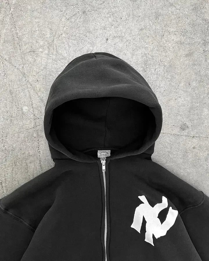 2024 New Y2K American Retro Trend Gothic Print Hooded Womens Street Hip Hop Casual Loose Sweatshirt Couple Fashion Hooded