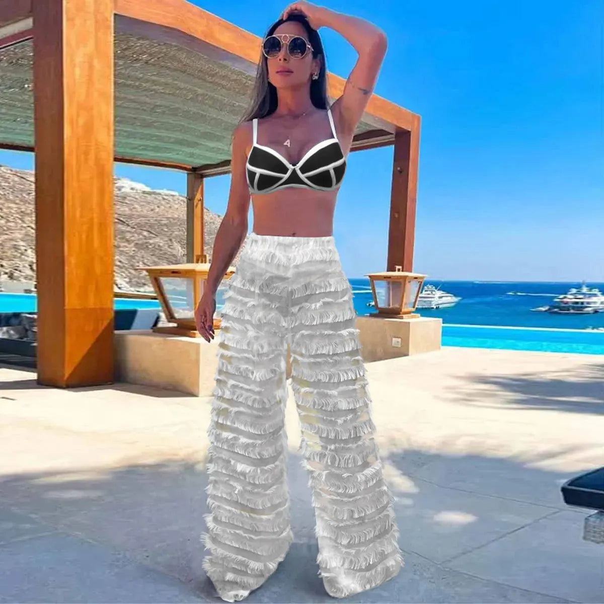 2025 New Sexy Women Three Piece Bikinis Set With Pants Bra See Through Beach Pants Swimsuit Summer Female Vacation Beachwear