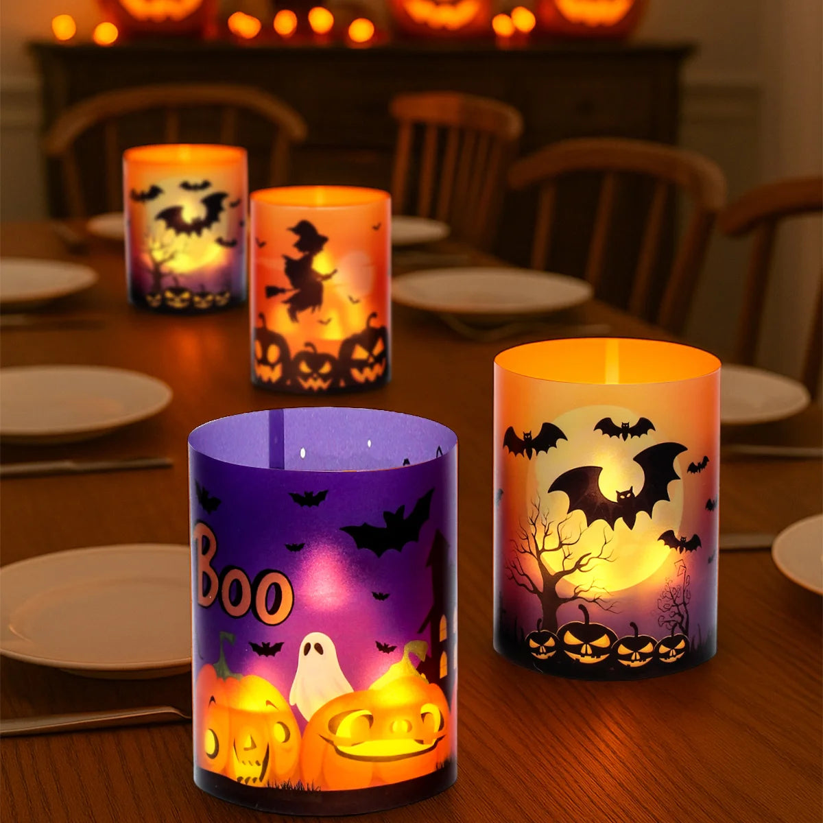 6pcs Halloween Pvc Lantern Ghost Pumpkin Bat Lampshade No Lights Halloween Party Home Table Decoration Haunted House Horror Prop