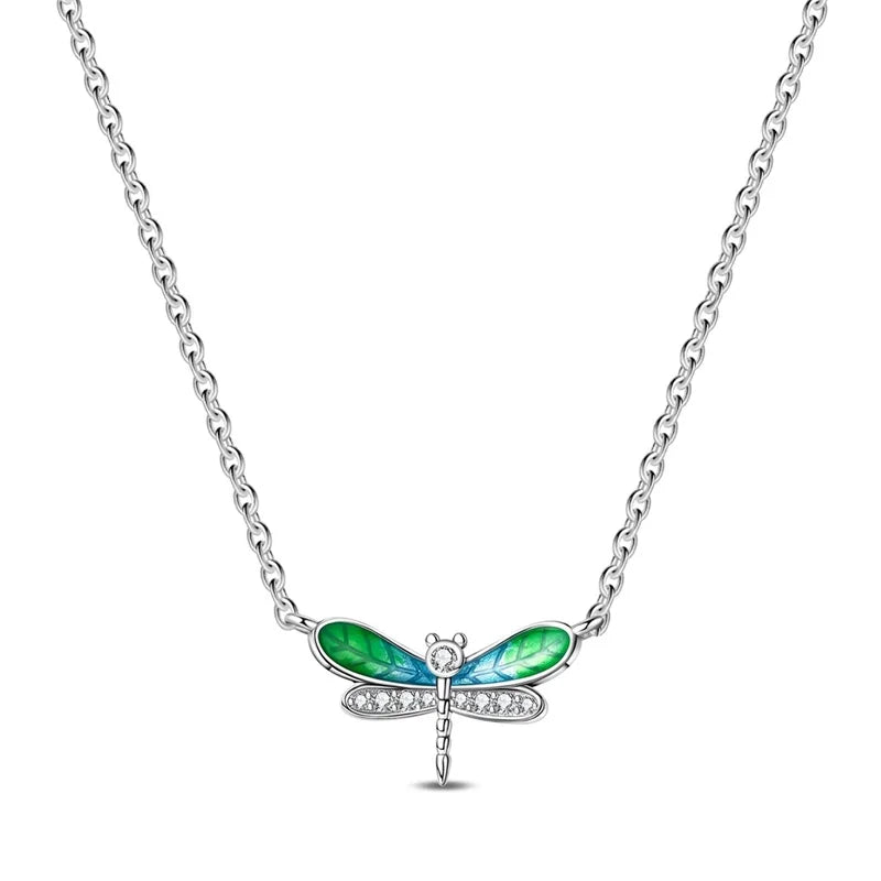 Hot Sale Original 925 Sterling Silver Colorful Bow Tie Necklace Red Heart Pendant Round Necklace Classic DIY Fine Christmas Gift