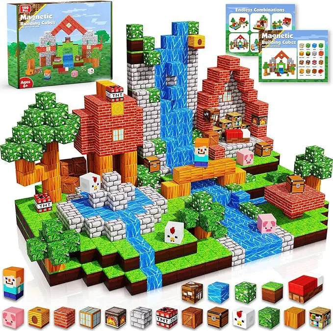 Magnetic Building Blocks DIY Magnets Toys Mine World Magnet Cubes Stacking STEM Toys Construction Toys Children's Christmas Gift
