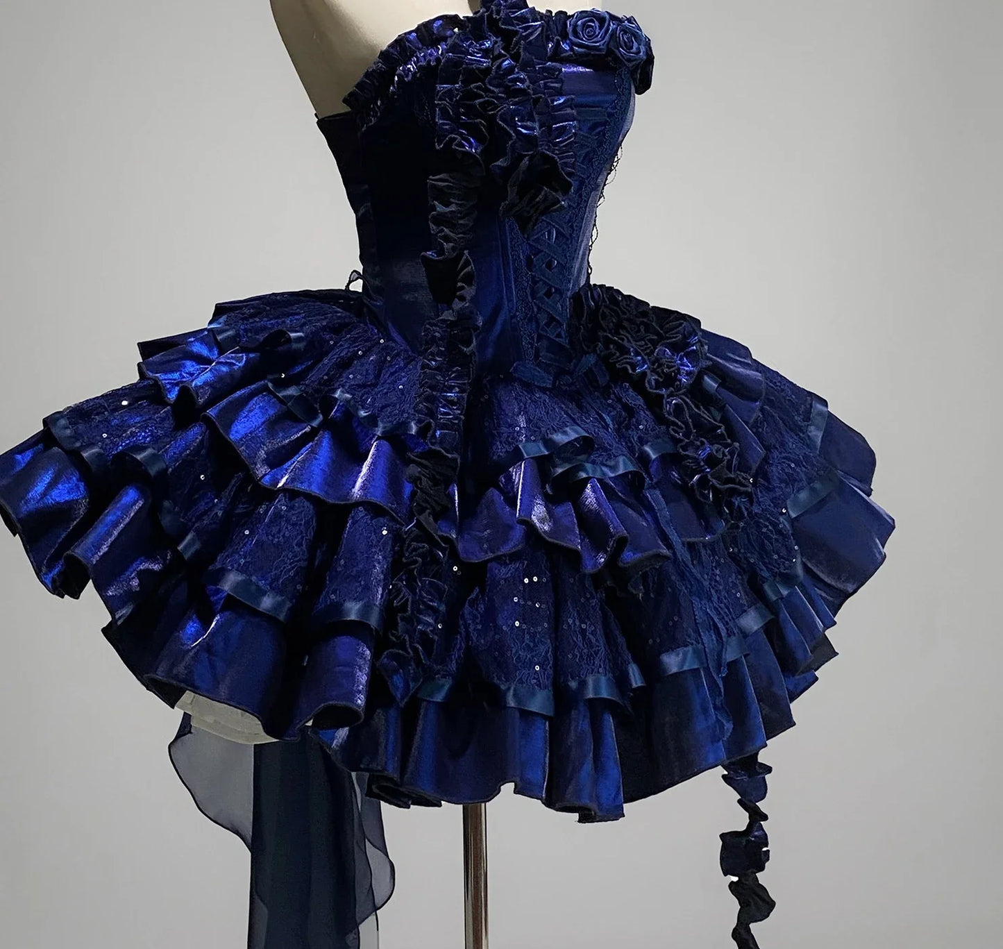 Original Lolita Dress New Christmas New Year Goth Red Fish Bone Jsk Dress Halloween Cosplay Dark Blue Slim Sling Short Dresses