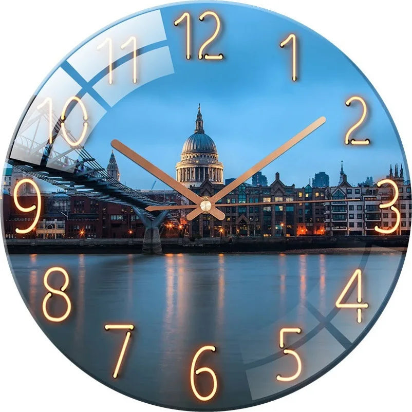 Creative European Style Clocks Living Room Free Perforated Wall Clock Household Silent Bedroom Quartz Clock Digital Wall Clock