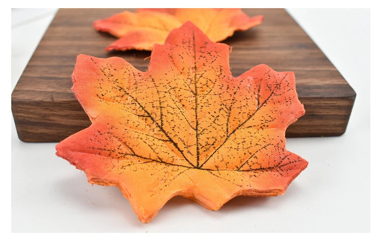 50/100/200Pcs Artificial Silk Maple Leaves Fabric Tree Leaf DIY Halloween Thanksgiving Day Multicolor Autumn Fall Party Decors