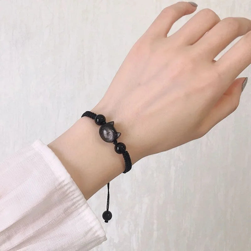 Lucky Pink Crystal Cats Friendship Bracelets For Best Friend Bff Matching Rope Chain Bracelet For Couples Jewelry Gift