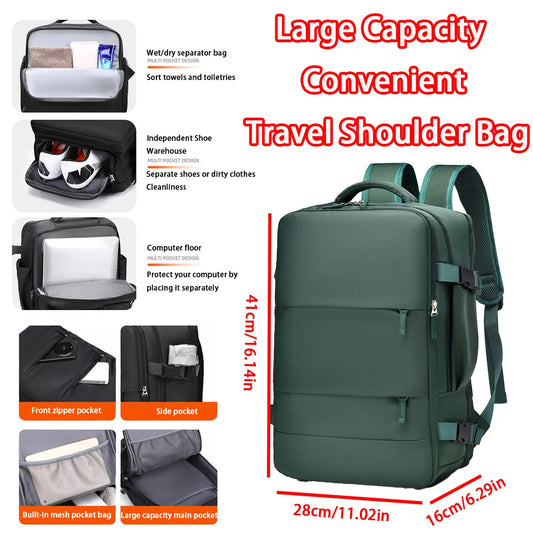 Large Capacity Men's And Women's Travel Shoulder Bag, Unisex Style Business Backpack, Independent Shoe Compartment, Travel