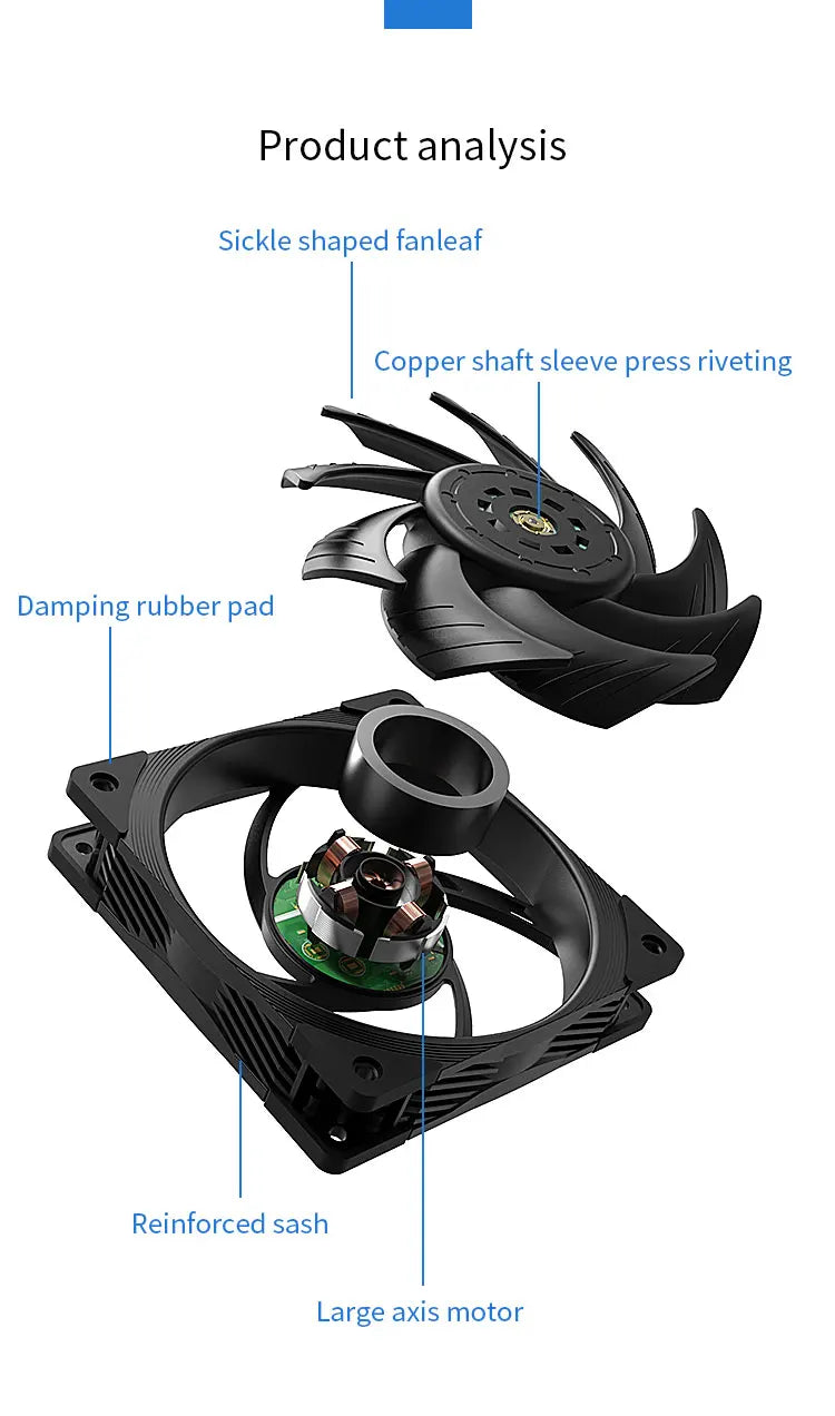 TEUCER T30 CPU Cooler Fan 2150RPM 4PIN PWM 12cm Computer Case Cooling System Fan SFDB Silent PC Gamer CPU Cooler 120mm Fan