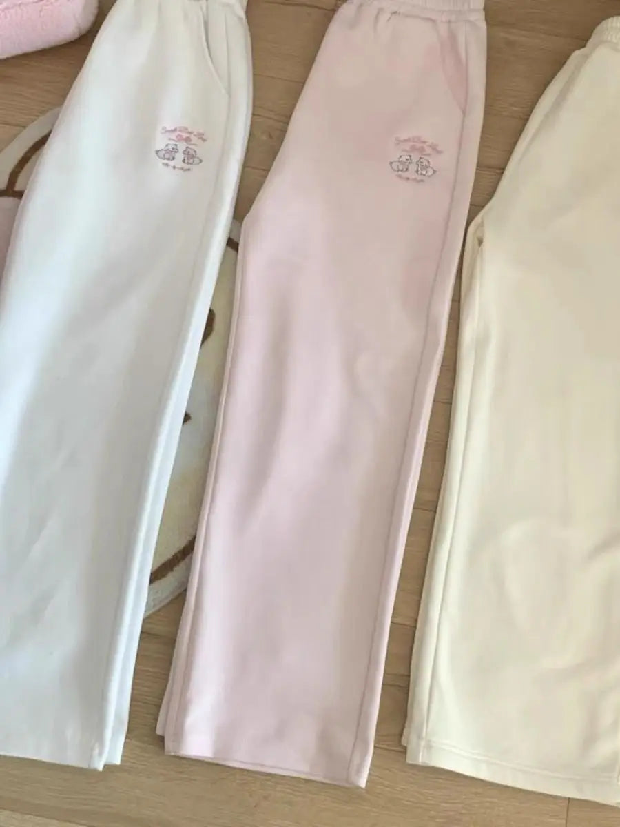 Sweet Girl Cute Straight Pants Spring New Casual All Match Sports Sweatpants Elastic Waist Cartoon Y2k Aesthetic Women Pants