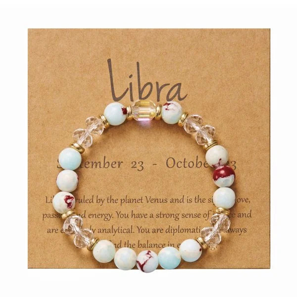 Fashion 12 Zodiac Crystal Beaded Bracelet Aries Taurus Gemini Cancer Leo Virgo Libra Scorpio Aquarius Pisces Women Jewelry Gift