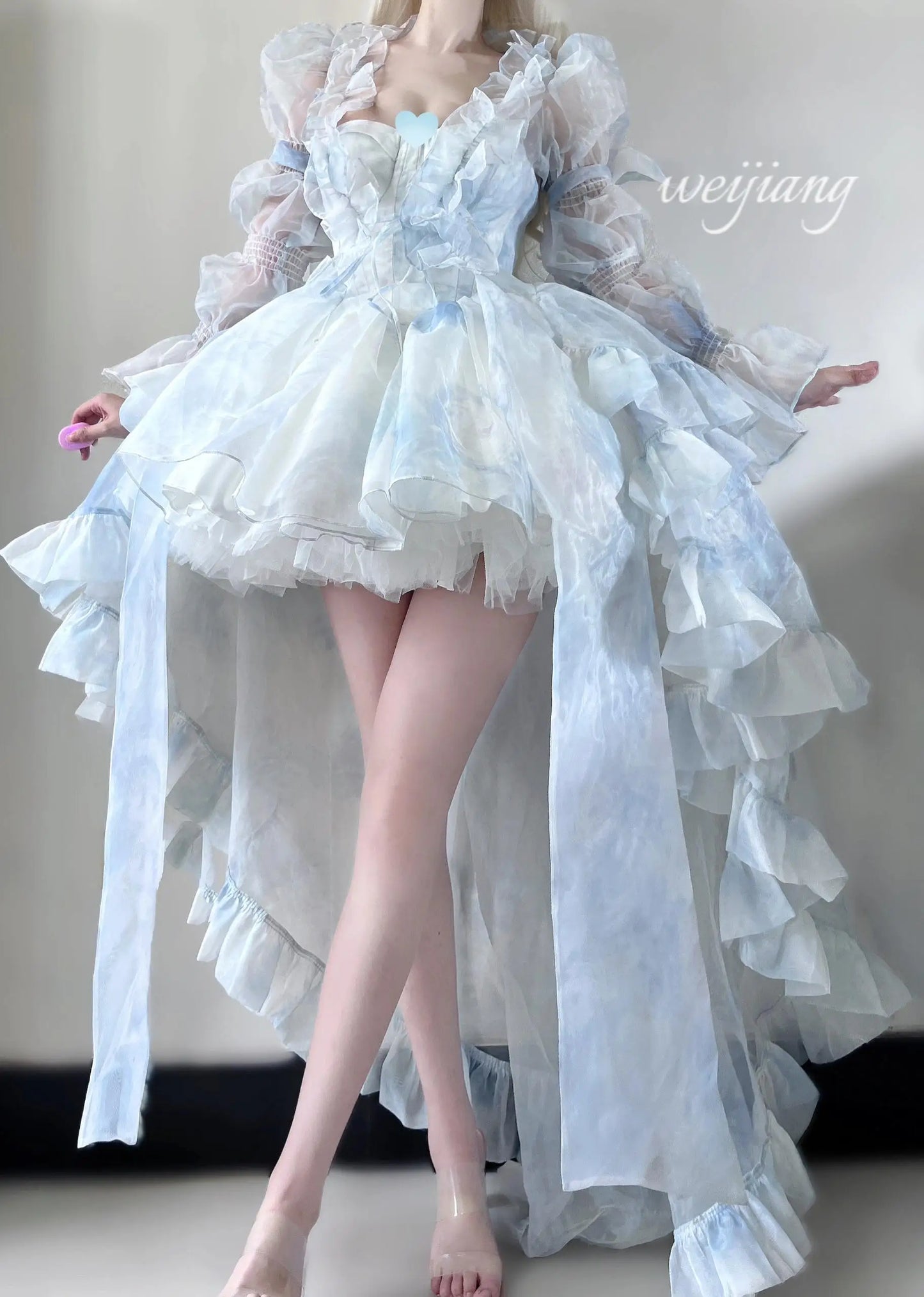 French Style Flower Wedding Dress Lolita Sweet Girl Women Fairy Tube Top Sling Dress with Long Cardigan Birthday Princess Dress