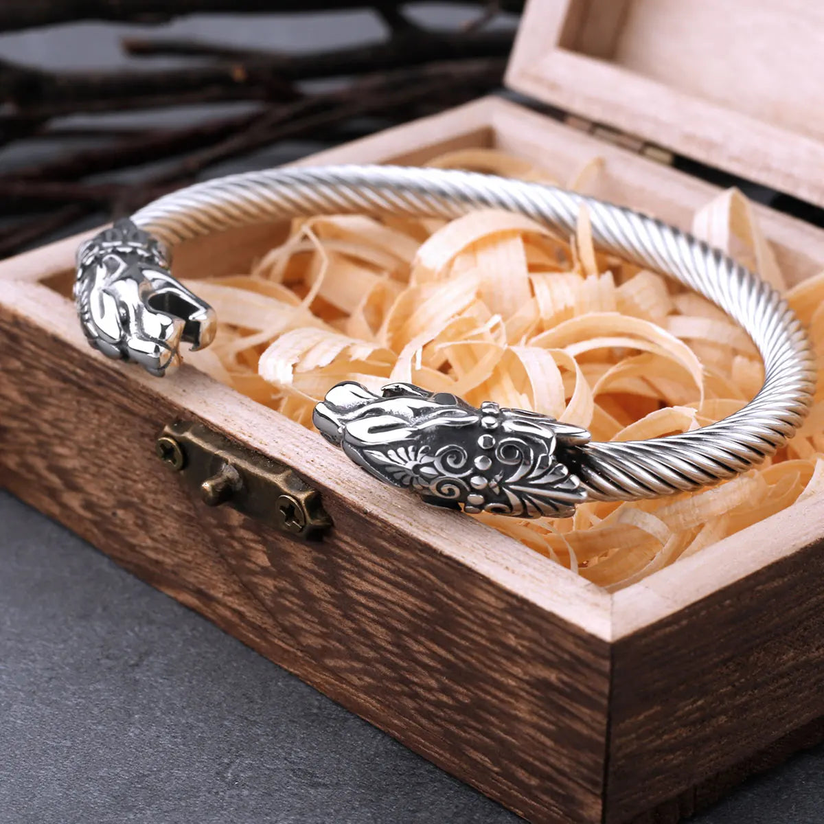 Stainless Steel Nordic Dragon Head Bracelet Men Fashion Hip Hop Biker Wristband Cuff Viking Arm Ring Punk Jewelry for Men's Gift