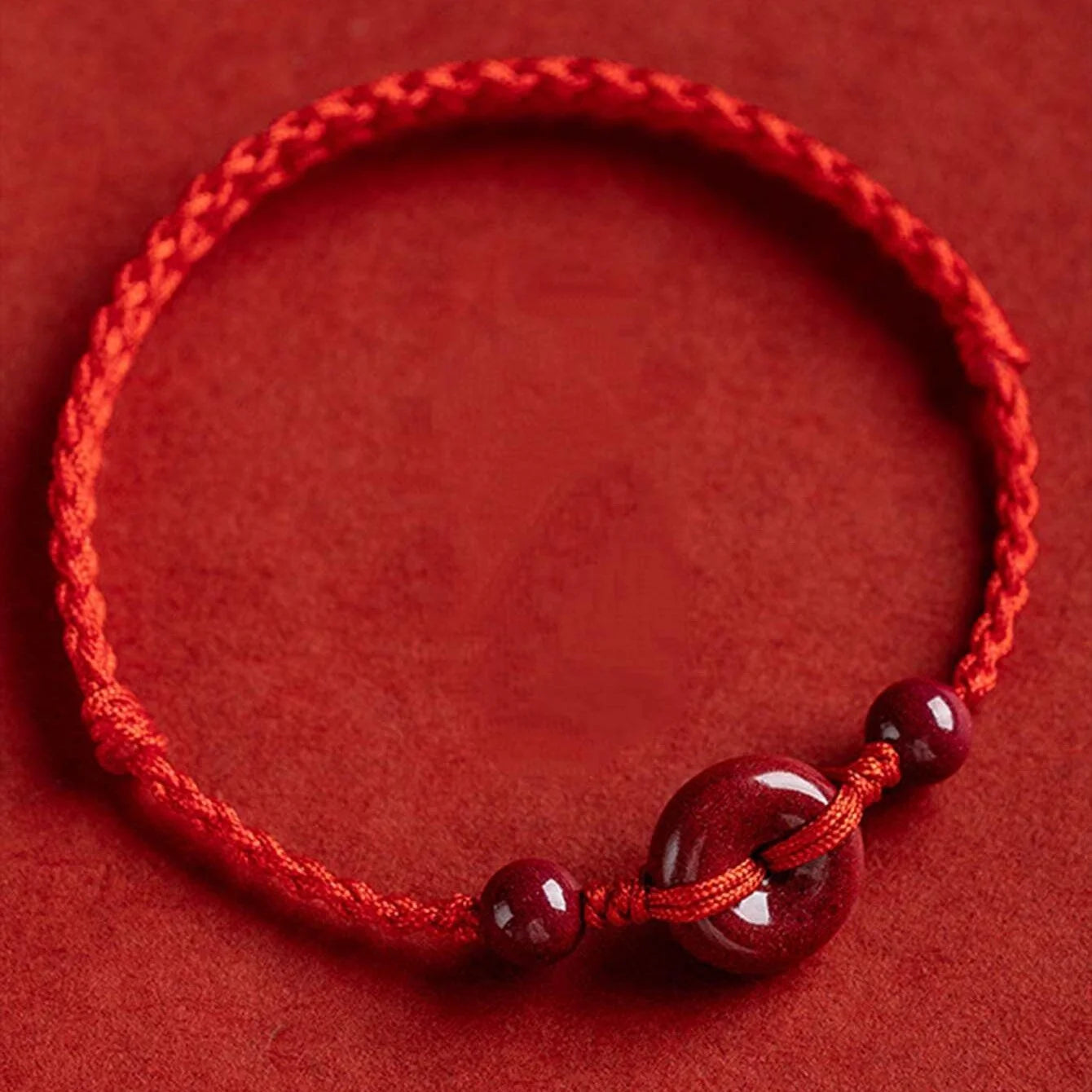 Handmade Lucky Cinnabar Red Gold Color Ping Buckle Beads Natural Stone Lotus Bracelet for Women Bracelet Party Jewelry Gift