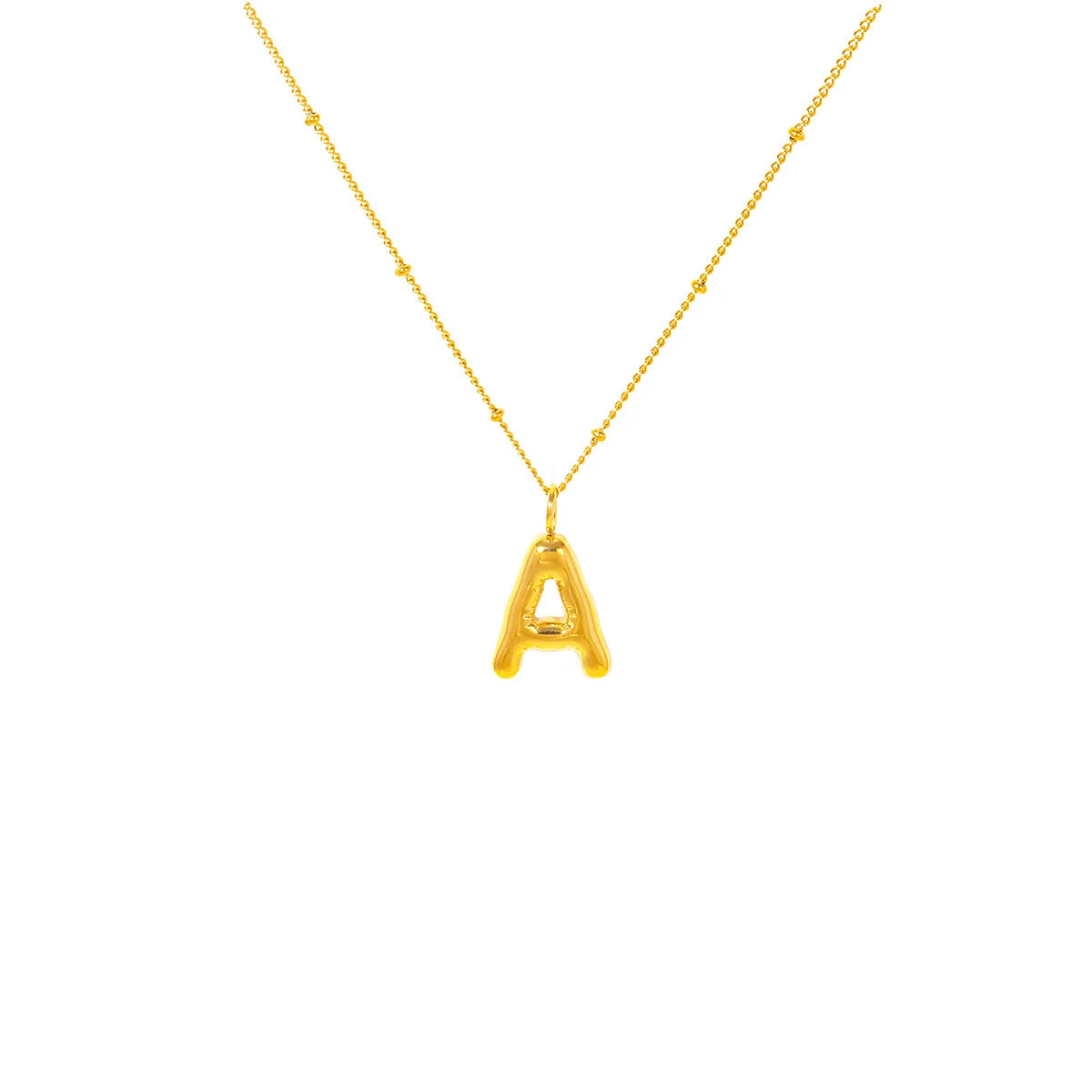 CARLIDANA Chunky 18k Gold Plated Bubble Letter Pendant Necklace Large Hollow PVD Gold Plated Initial Letter Necklace for Women