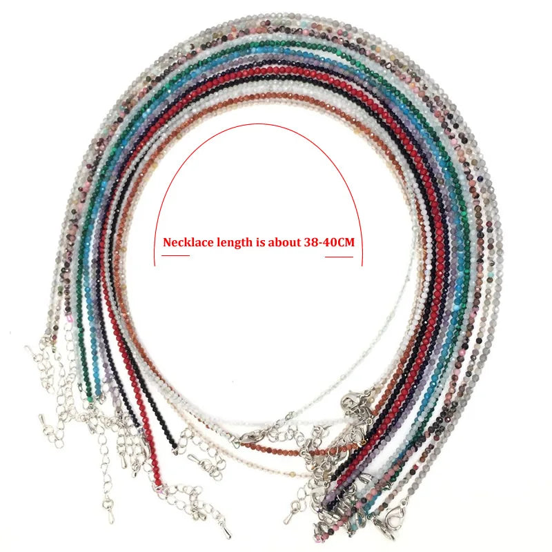 2-3mm Natural Stone Beaded Necklace Handmade Mini Tourmaline lapis crystal Energy Healing Female Bracelet for Women Jewelry Gift