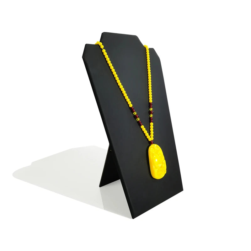 Wooden Necklace Stand White Pu Jewelry Pendant Display Holder Organizer Storage Easel Shelf Rack 3 Color 12.5*22.5Cm