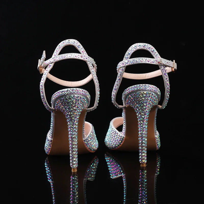 Fashion High Quality Wedding Shoes Women Pearls Studs Luxury Peep Toe White High Heels Buckle Designer Woman Sandal 43 Zapatos