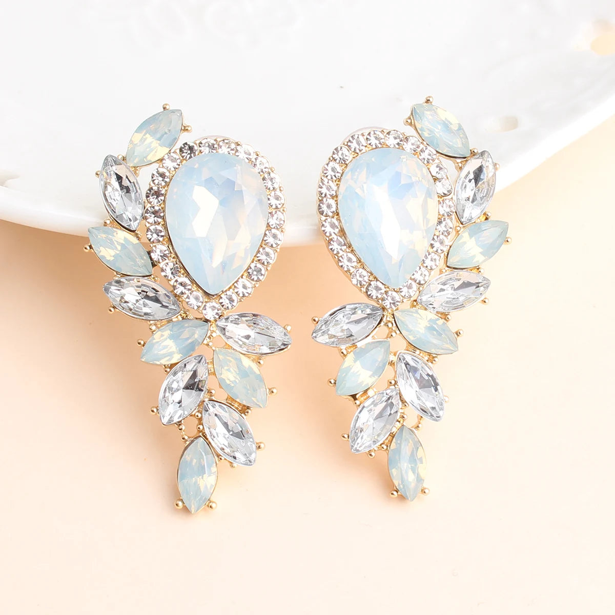 Elegant Tree Shape Acrylic Opal Stone Stud Earrings Statement Women Piercing Earrings 2019 New Trendy Jewelry Gift