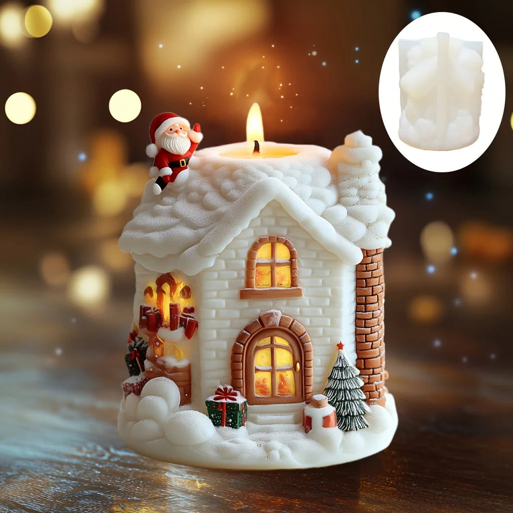 Santa Claus Take Balloon Cylindrical Scented Candle Silicone Mold Santa Claus Pull Balloon Resin Plaster Molds Christmas Gift