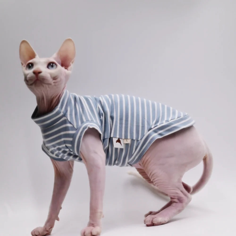 DUOMASUMI Summer Cat Vest for Hairless Breeds - Stretch Cotton & Ultra-Soft Cooling Top for Sphynx, Devon Rex& Abyssinian Cats
