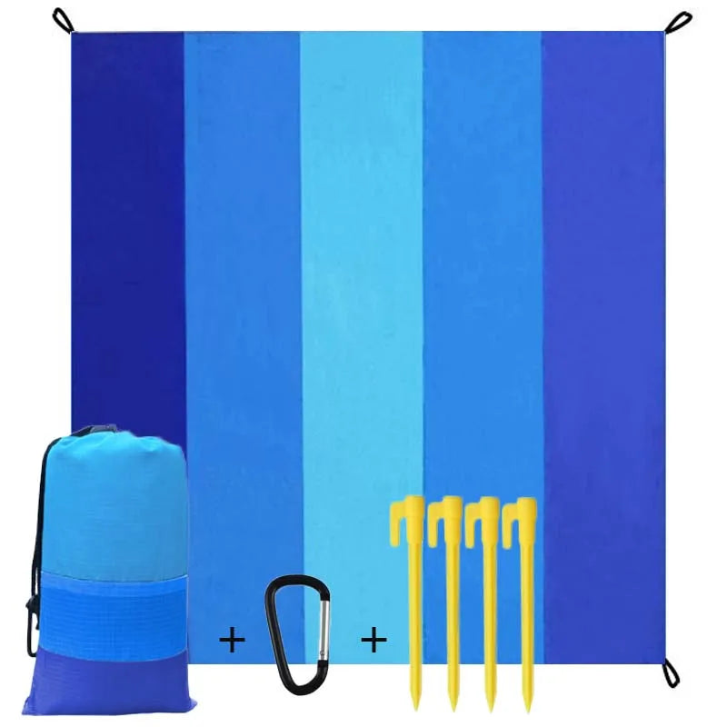 Oversized Sandproof Beach Picnic Mat Waterproof Pocket Beach Blanket Outdoor Tent Sunscreen Foldable Lightweigh Beach Towels