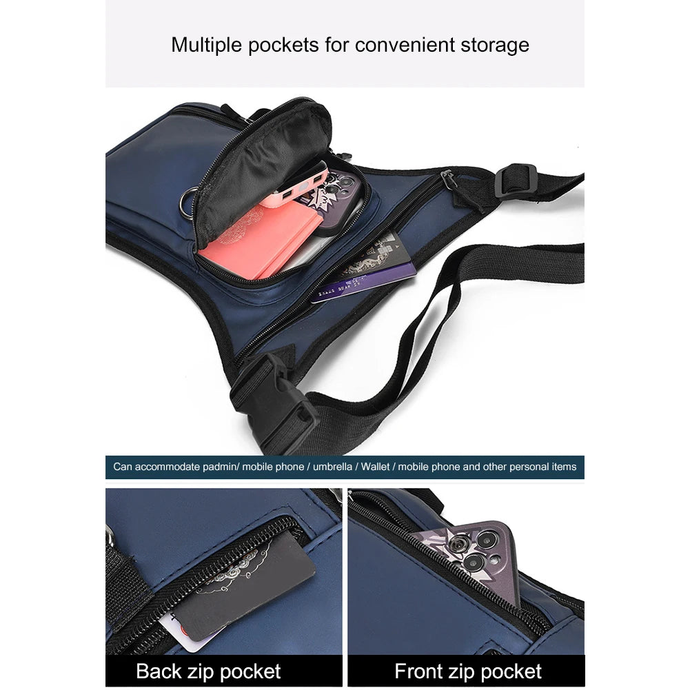 Men Motorcycle Leg Side Bag Multipocket Riding Fanny Pack PU Leather Tactical Travel Purse Outdoor Sports Ride Bag