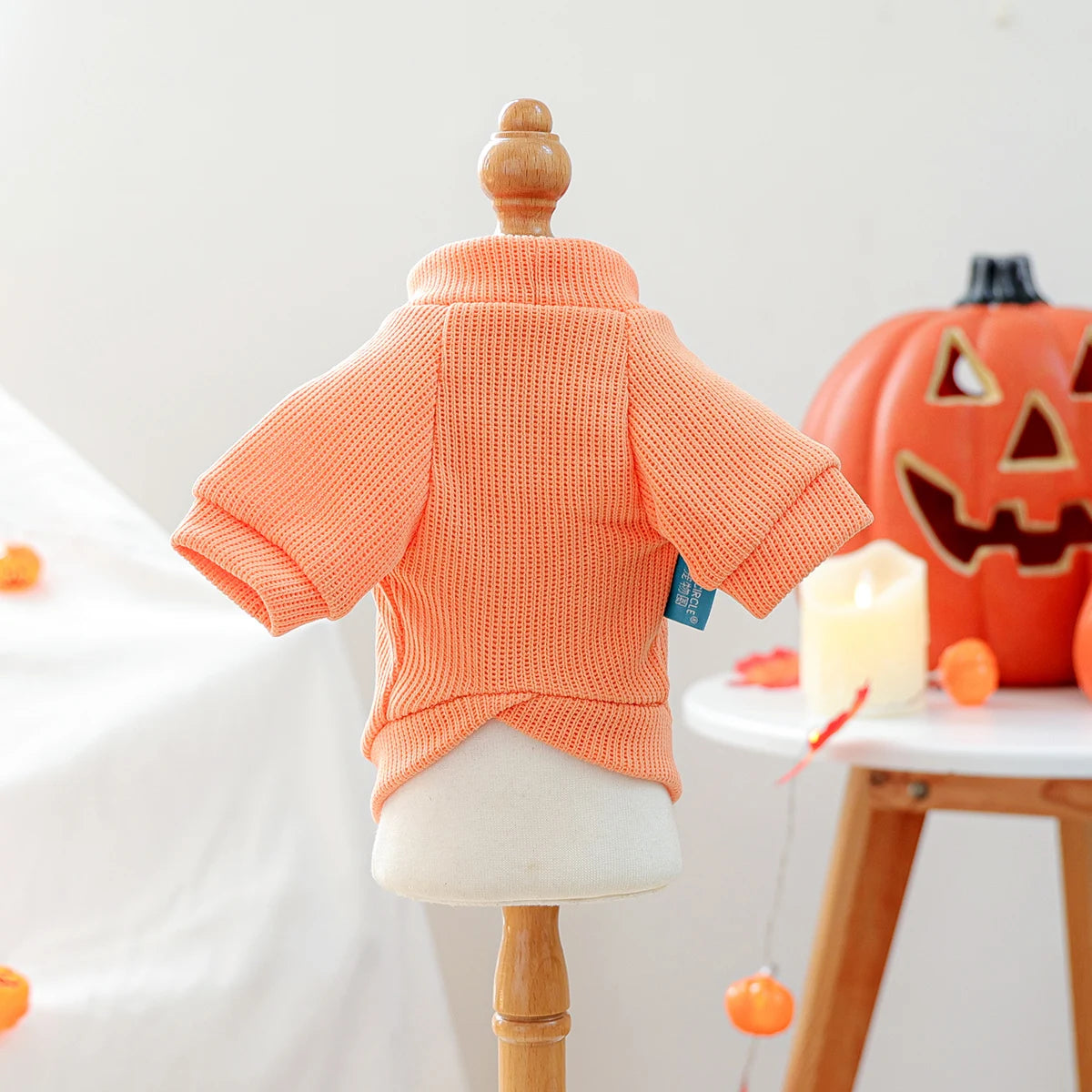 1PC Halloween Crew Neck Orange Pet Clothes Dog Crew Neck Pullover Sweater "BOO!" Cute Fun Party Trick or Treat