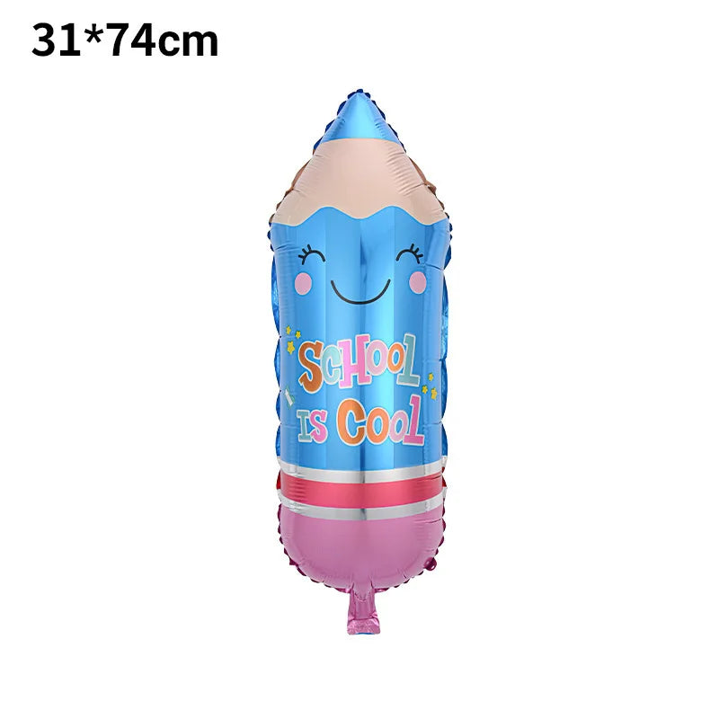Back To School Student Stationery Bus Schoolbag Rubber Pencil Foil Balloon Babyshower Decoration Child Birthday Party Globos