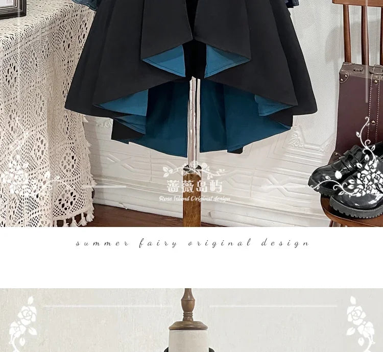 Original Dark Goth Prince Clothing Set New Spring Summer Women's Cool Black Shirt Irregular Vest Shorts 3 Piece Suit Outfits