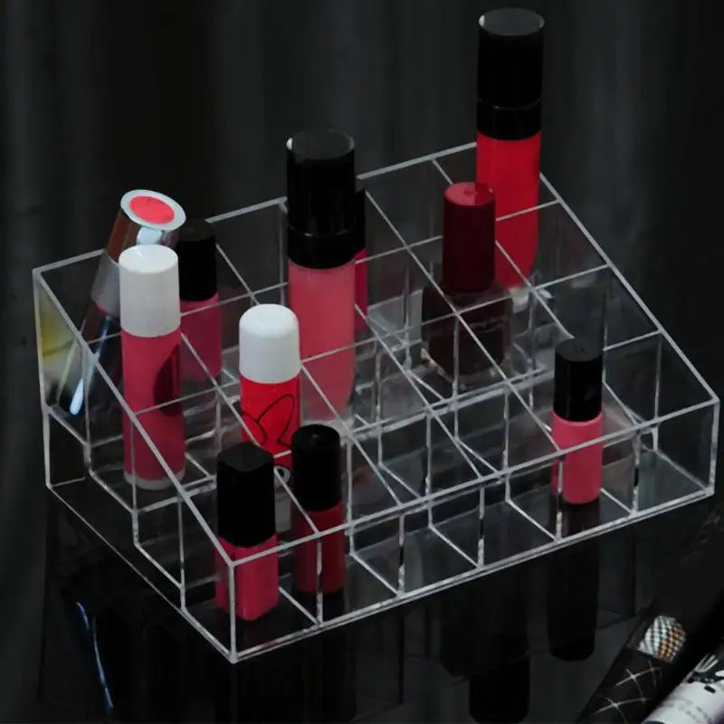 24 Grids Lipstick Holder Display Rack Case Cosmetic Nail Polish Make Up Organiser Box Large Size Acrylic Makeup Organizer