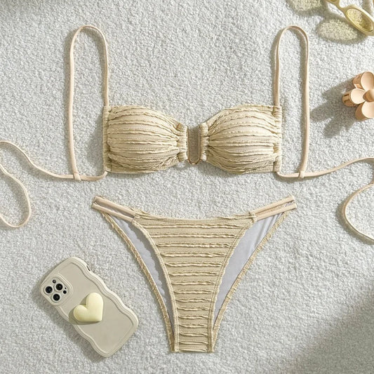 Sexy Bikinis Bathing Suit Women Sexy Lace Up Backless Hollow Out Thong Split Micro Bikini Summer 2025 New Spice Girl Beachwear