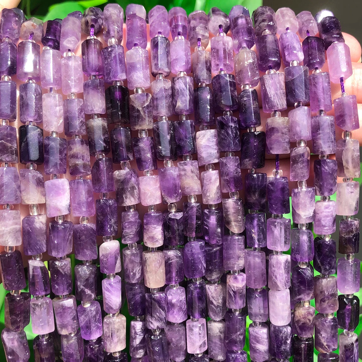 Natural Stone Bead Black Tourmaline Cylinder Shape Loose Spacer Beads for Jewelry Making DIY Bracelet Necklace Accessories 7.5''