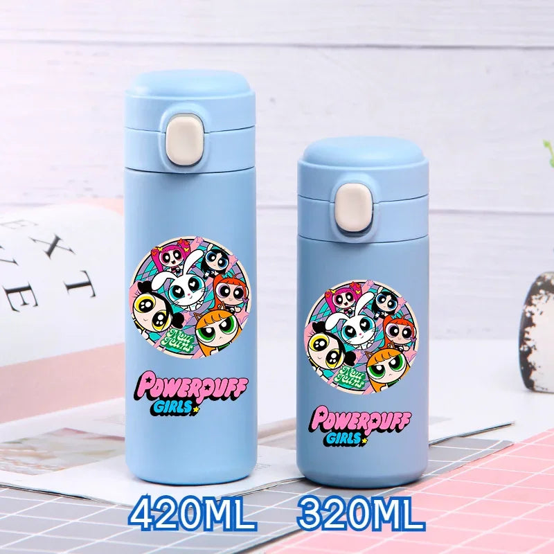 320ml/420ml The Powerpuff Girls Portable Large Capacity Sport Water Bottle Children Drinking Cup Thermal Stainless Steel