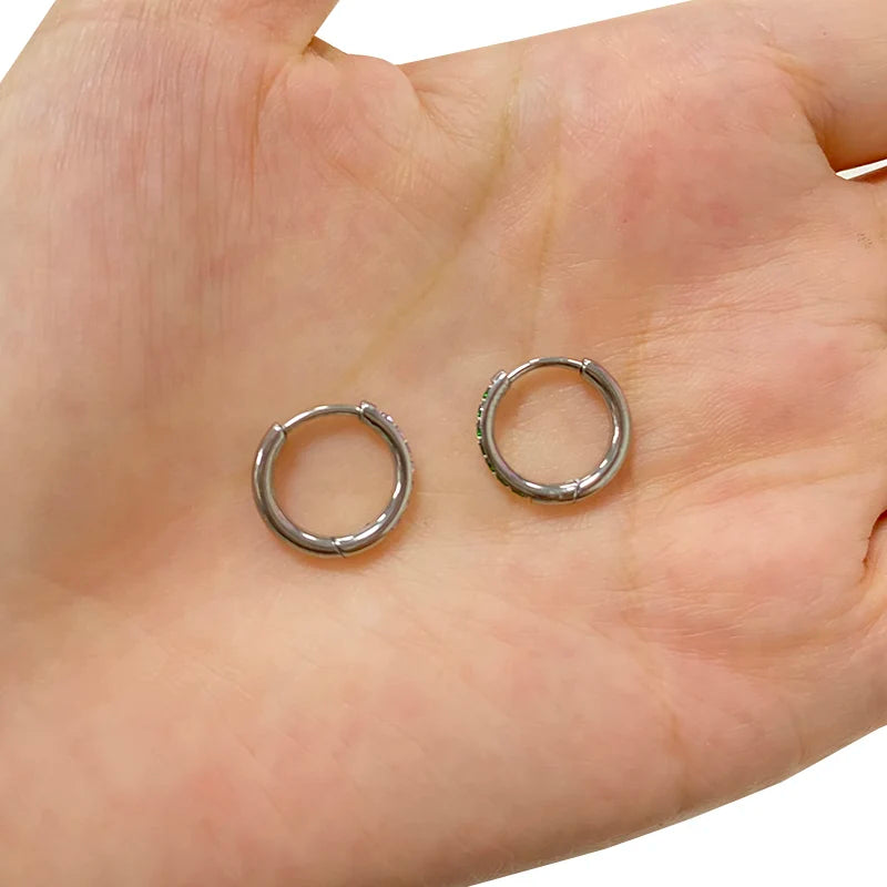 ASTM F136 Titanium PIERC Nose Ring Ear Tragus Hinged Segment Clicke Hoop CZ Paved Side Earring Large Size 8mm-14mm Body Piercing