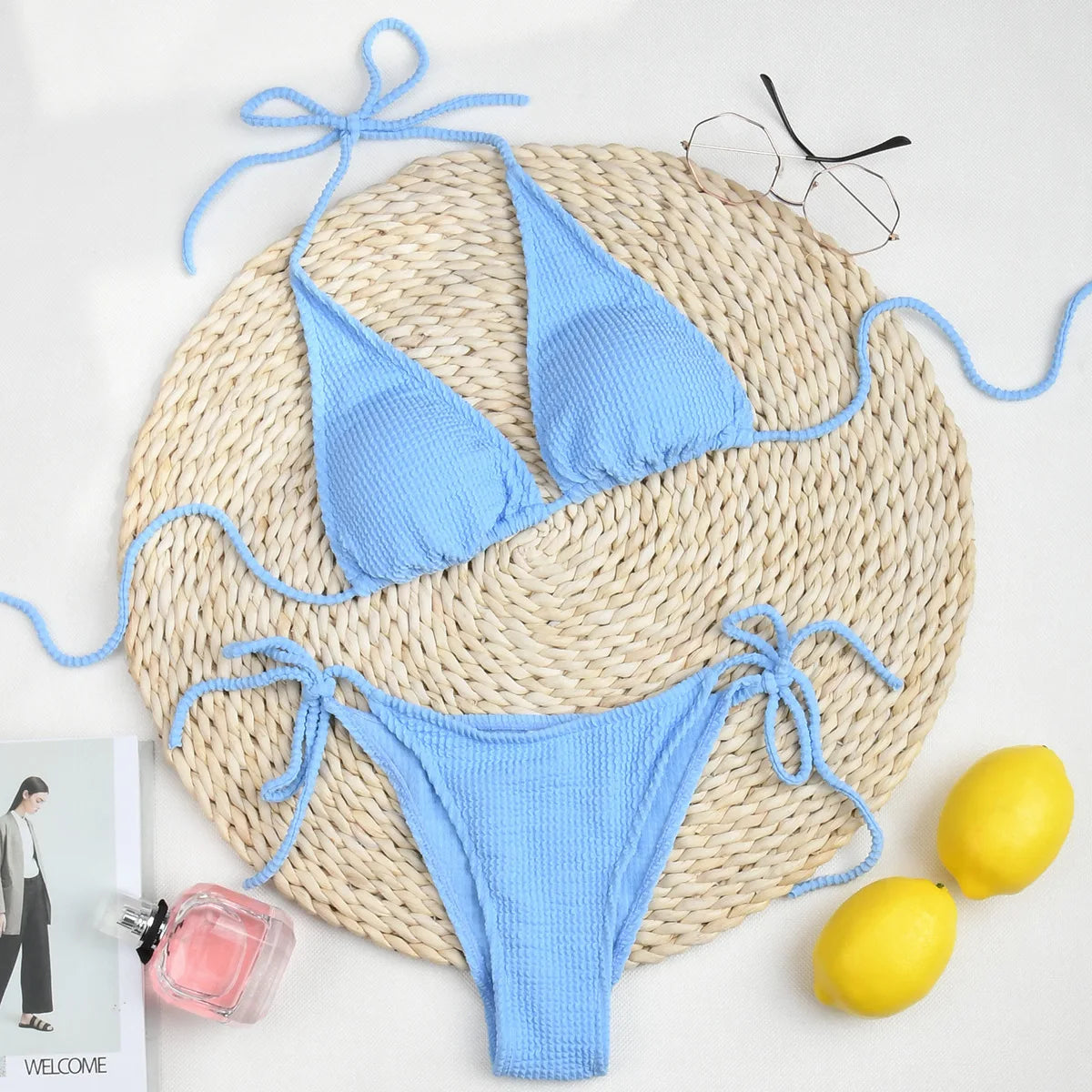 2025 New Fashion Sexy Bikini Solid Swimsuit Women Swimwear Push Up Set Brazilian Bathing Suit Summer Beach Wear Swimming