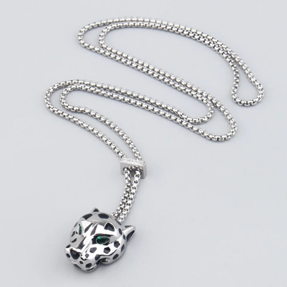 Zlxgirl Green Eye Jet leopard pendant with Earrings Jewelry Set AAA micro pave cubic zircon copper necklace sets fashion jewelry
