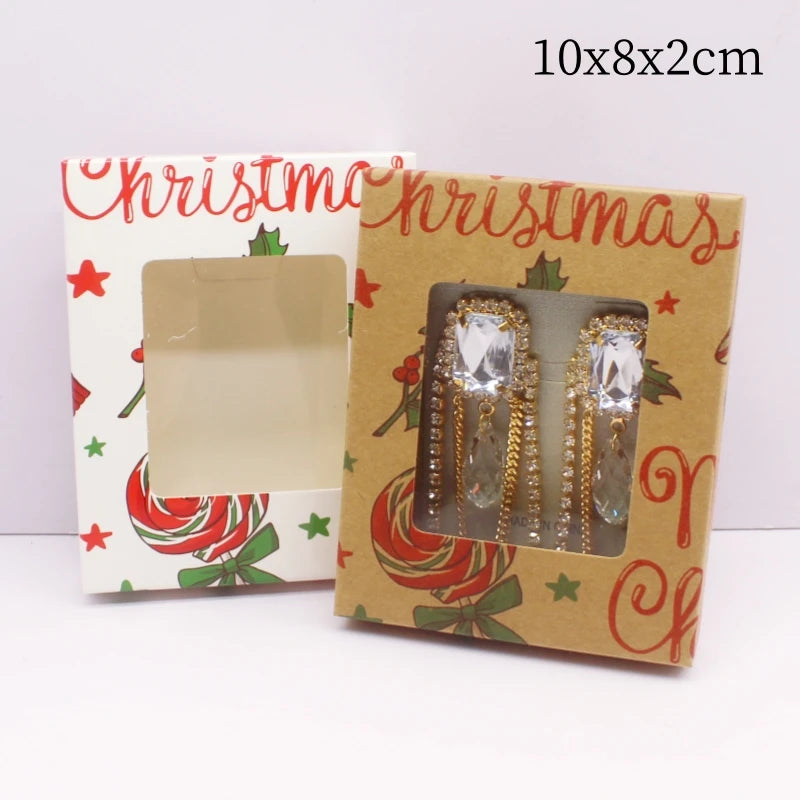 10pcs in various sizes, white, kraft paper color, printed Christmas gift box