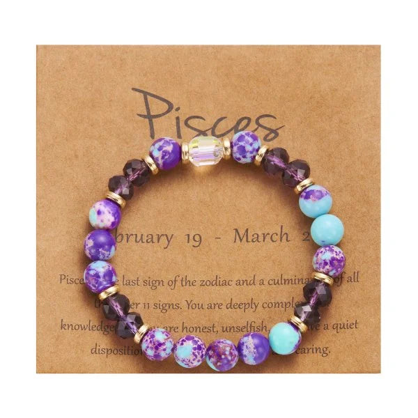 Fashion 12 Zodiac Crystal Beaded Bracelet Aries Taurus Gemini Cancer Leo Virgo Libra Scorpio Aquarius Pisces Women Jewelry Gift