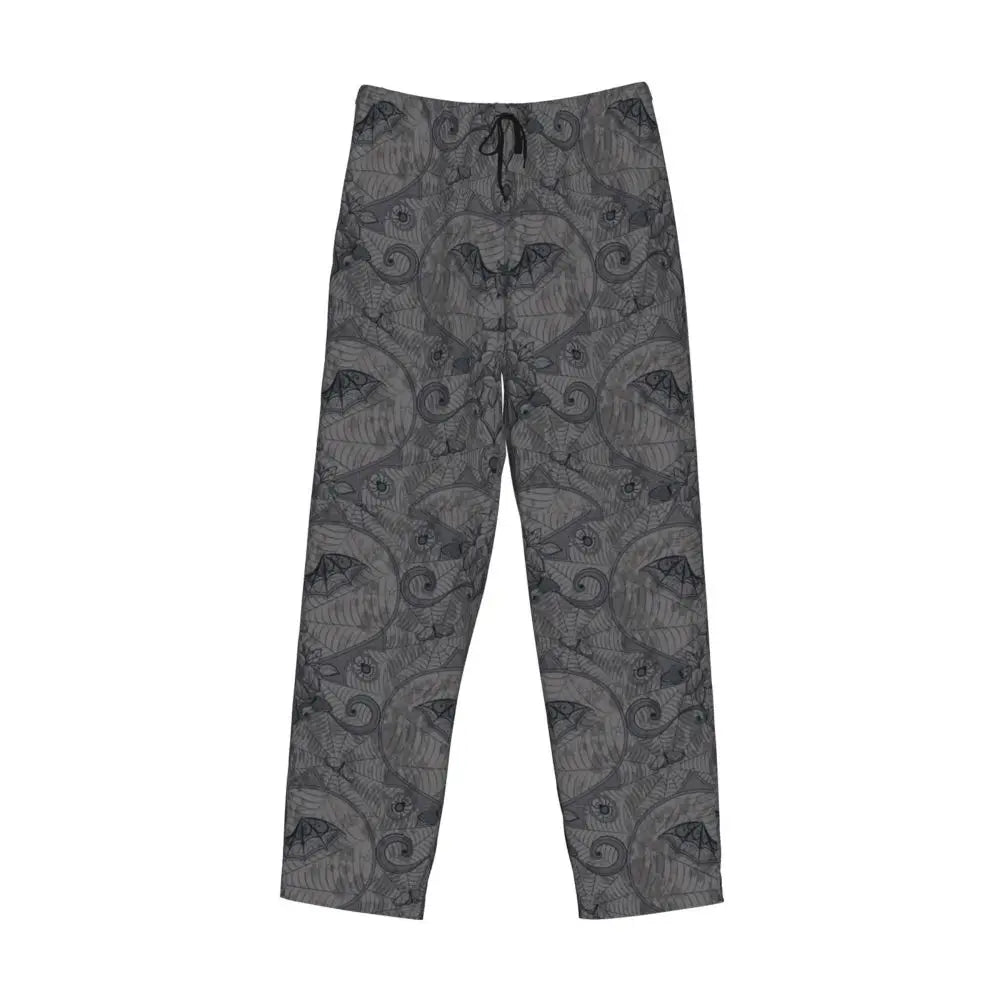 Custom Cute Spooky Halloween Bats Black And Purple Pajama Pants for Men Lounge Sleep Drawstring Sleepwear Bottoms with Pockets