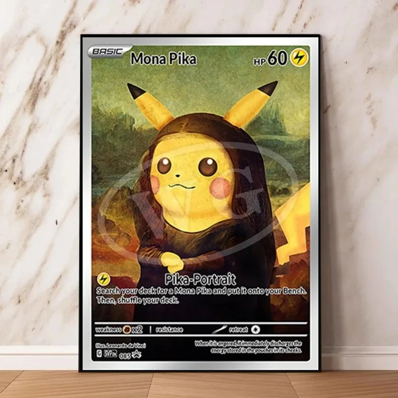 Van Gogh Museum Pocket Monster Anime Character Pikachu Canvas Painting Poster Living Room Bedroom Decoration Christmas Gift