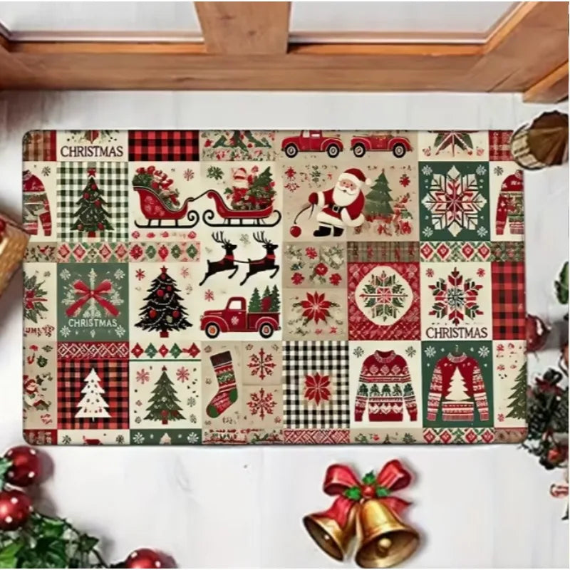 1pc Merry Christmas Area Mat Suitable for Living Room Bedroom Kitchen Christmas Gift Room Mat Christmas Retro Home Decoration