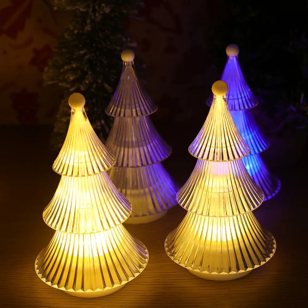 2/1pcs Christmas Decoration Ornaments Mini Luminous Crystal Christmas Tree High-end Desktop Ornaments Christmas Gift Lights