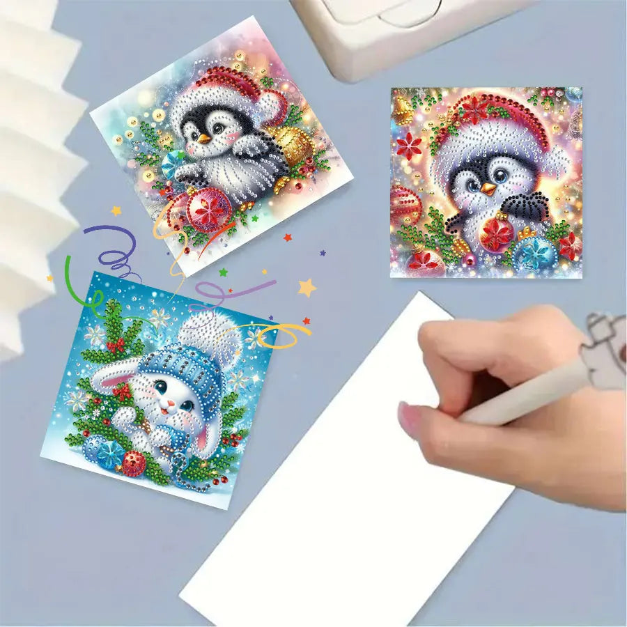 6-piece Diamond Painting Christmas Card Set - Christmas Gift, perfect for sending warm wishes to family and friends